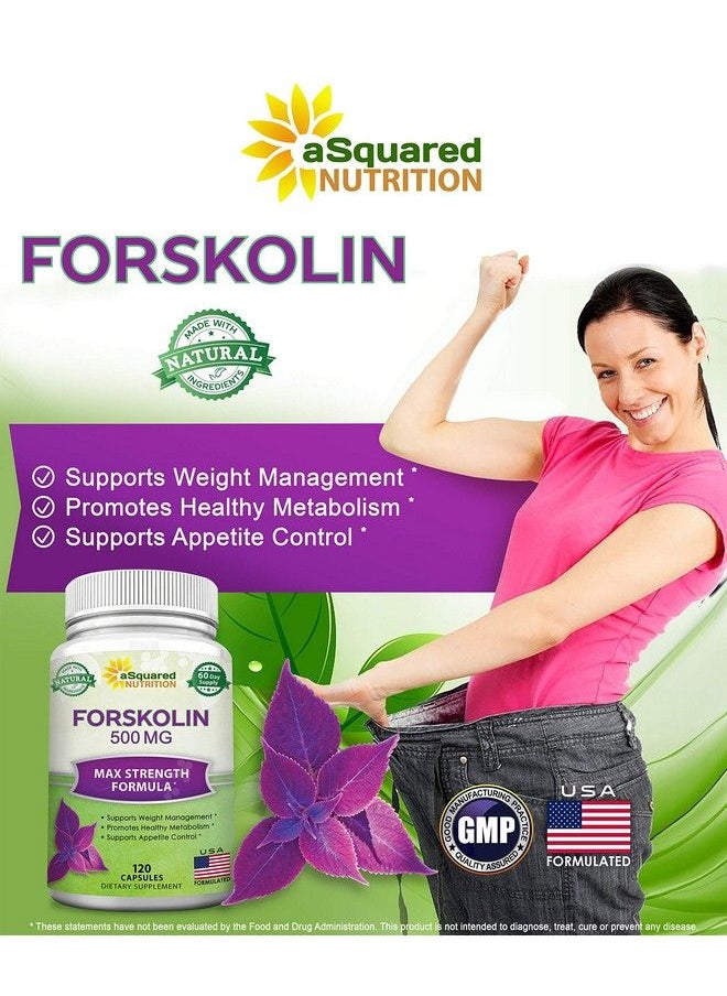aSquared Nutrition - Forskolin 500Mg Max Strength 120 Capsules Natural Forskolin Supplement For Pure Weight Loss Fuel Coleus Forskohlii Root Forskolin Diet Pills Belly Buster Pure Fat Burner 2X Slim Trim Lose - Image 1