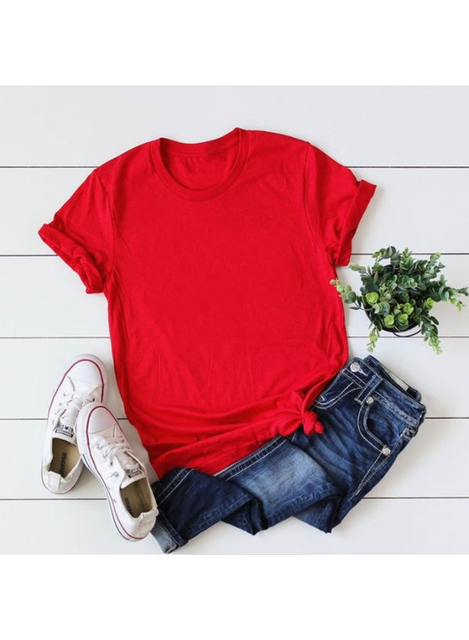Women's Short Sleeve Shirts Crewneck Loose Casual Summer Basic Tees Tops - Image 1