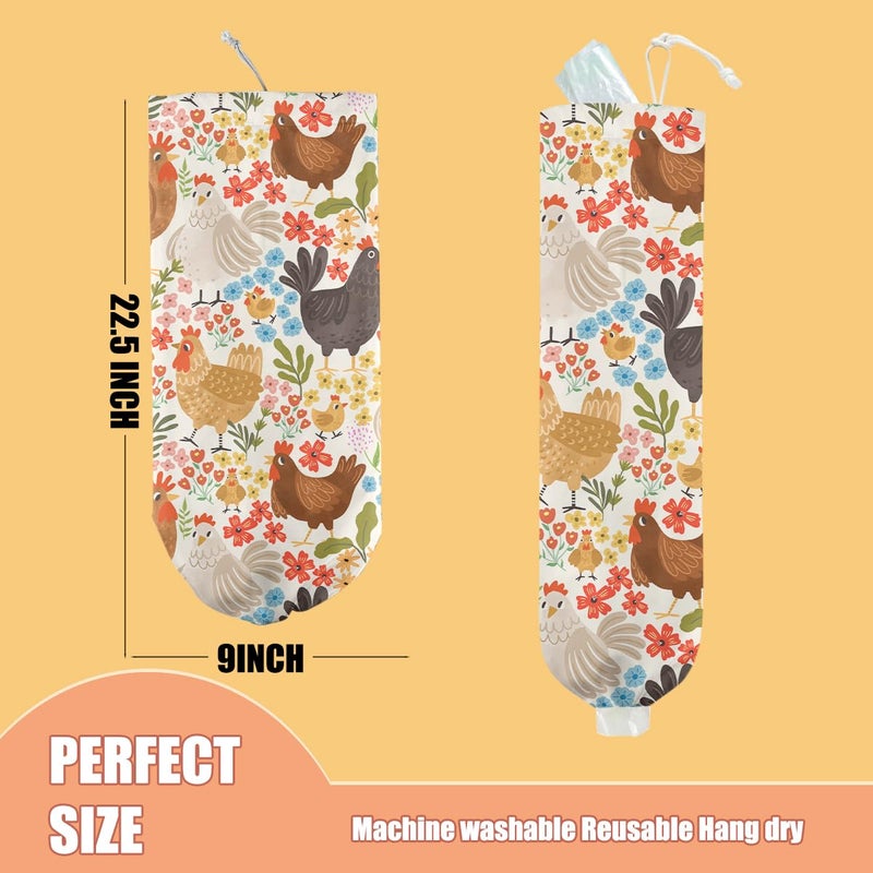CFGBFDGH Chicken Plastic Bag Holder, Wall Mount Grocery Bag Holder, Plastic Storage bag, Pull Rope Free Adjustment, Plastic Bag Holders for Grocery Bags, Plastic Bag Dispenser for Home Kitchen - Image 2