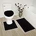 Fancy Linen LLC Fancy Linen LLC Fancy Linen 3pc Black Non-Slip Bath Mat Set Bathroom U-Shaped Contour Rug, Mat and Toilet Lid Cover New - Image 2