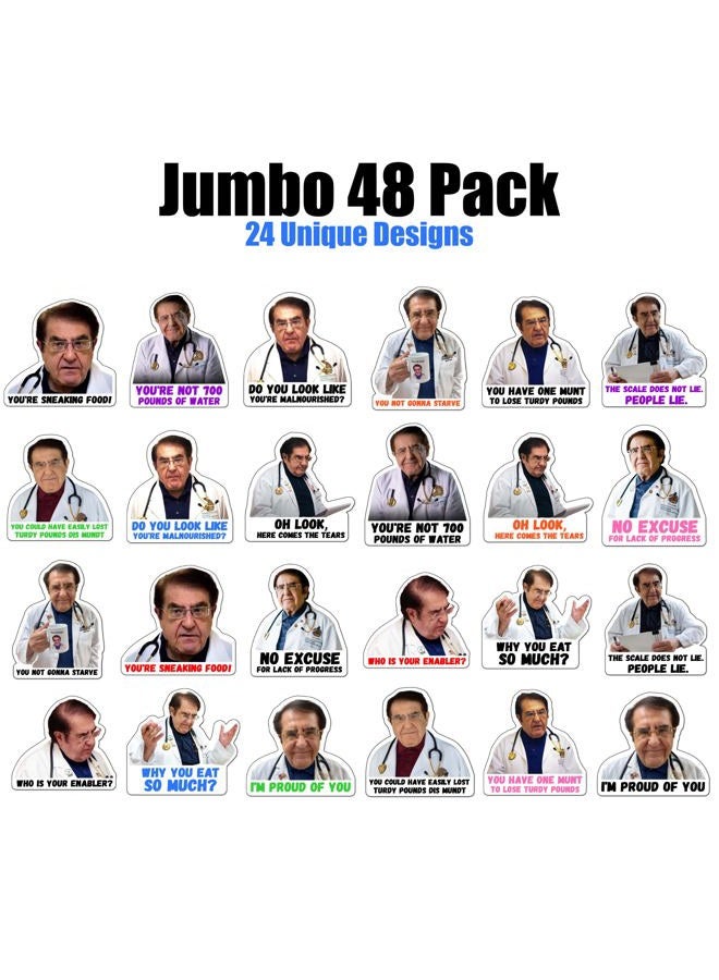 Hambli 48 Pack Dr Now Stickers - Dr. Nowzaradan Funny Stickers - Dr. Now Weight Loss Stickers Quotes - 3”x3” Fun Motivational Dr Nowzardan Vinyl Gloss Decals for Water Bottles, Laptops & More - Image 2