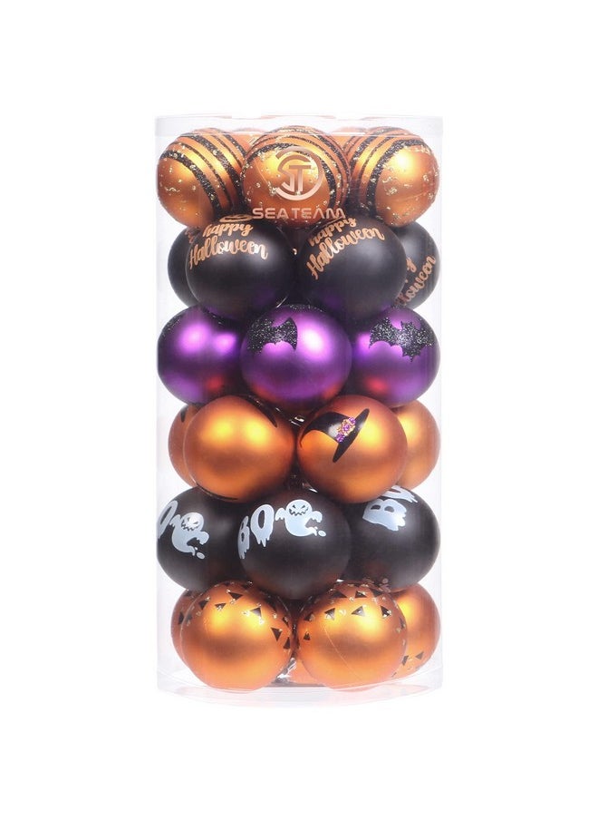 Sea Team Sea Team 60mm/2.36" Delicate Contrast Color Theme Painting & Glittering Christmas Tree Pendants Decorative Hanging Christmas Baubles Balls Ornaments Set - 30 Pieces (Halloween)  - Image 1