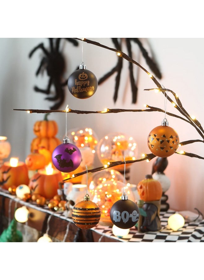 Sea Team Sea Team 60mm/2.36" Delicate Contrast Color Theme Painting & Glittering Christmas Tree Pendants Decorative Hanging Christmas Baubles Balls Ornaments Set - 30 Pieces (Halloween)  - Image 3