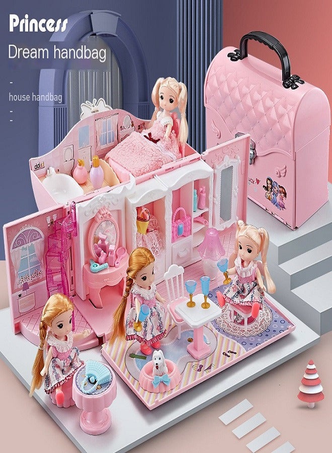 Princess Fantasy Deluxe Bedroom Toy House, Little Girl Playhouse Imitates Exquisite Castle, Carrying Case Girl Toys - Image 1
