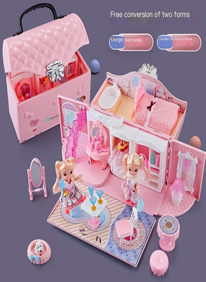 Princess Fantasy Deluxe Bedroom Toy House, Little Girl Playhouse Imitates Exquisite Castle, Carrying Case Girl Toys - Image 2