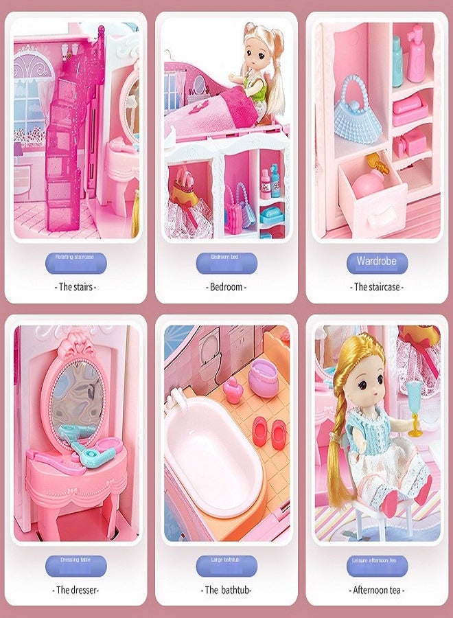 Princess Fantasy Deluxe Bedroom Toy House, Little Girl Playhouse Imitates Exquisite Castle, Carrying Case Girl Toys - Image 4