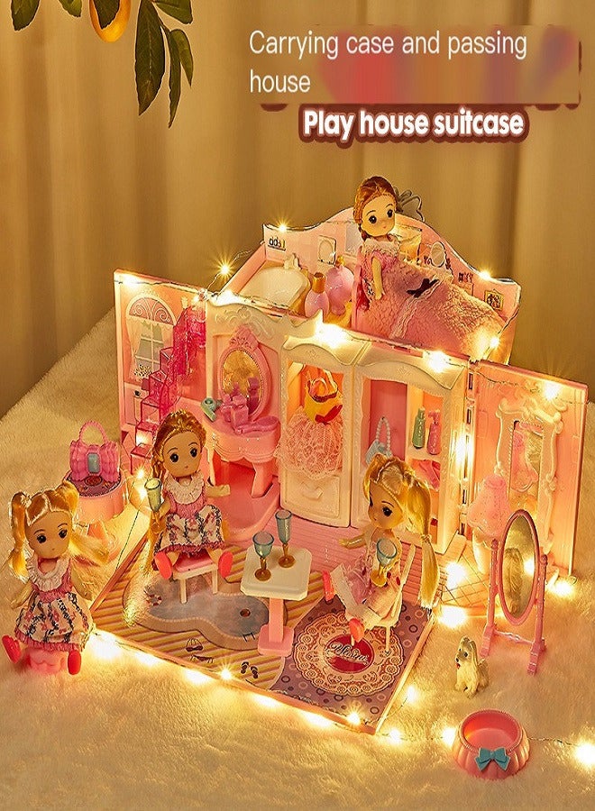 Princess Fantasy Deluxe Bedroom Toy House, Little Girl Playhouse Imitates Exquisite Castle, Carrying Case Girl Toys - Image 3