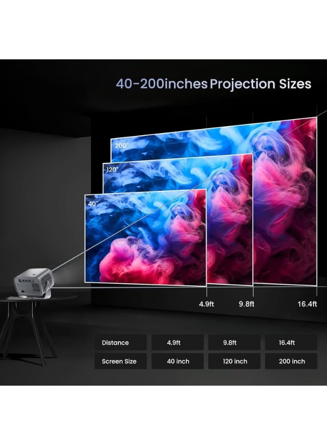 Digisand 4K Portable Projector - 160 Inches Display - 5G WiFi & Bluetooth - Electric Focus - Mobile Home Theater with Remote - Compatible w/ Android/iOS/PC/TV Stick  - Image 2