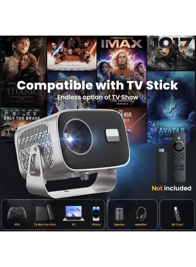 Digisand 4K Portable Projector - 160 Inches Display - 5G WiFi & Bluetooth - Electric Focus - Mobile Home Theater with Remote - Compatible w/ Android/iOS/PC/TV Stick  - Image 5