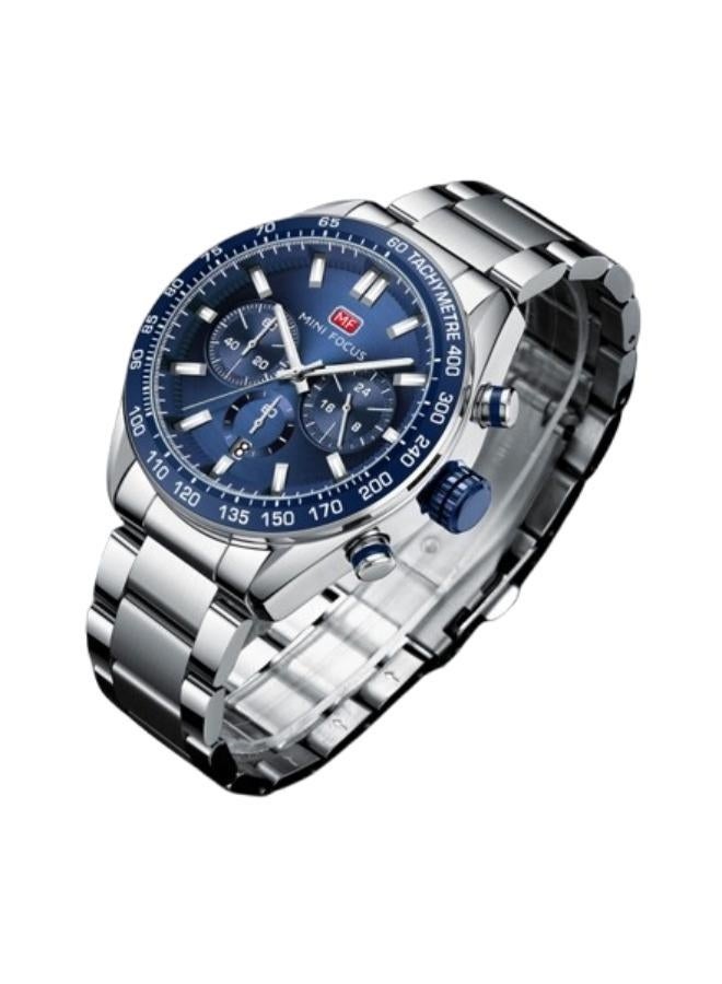 MINIFOCUS Men's Casual Sports Watch by Mini Focus with Navy Dial and Silver Metal Strap – Elegant Chronograph Design, Water-Resistant with High Precision Performance MF0403G - Image 4
