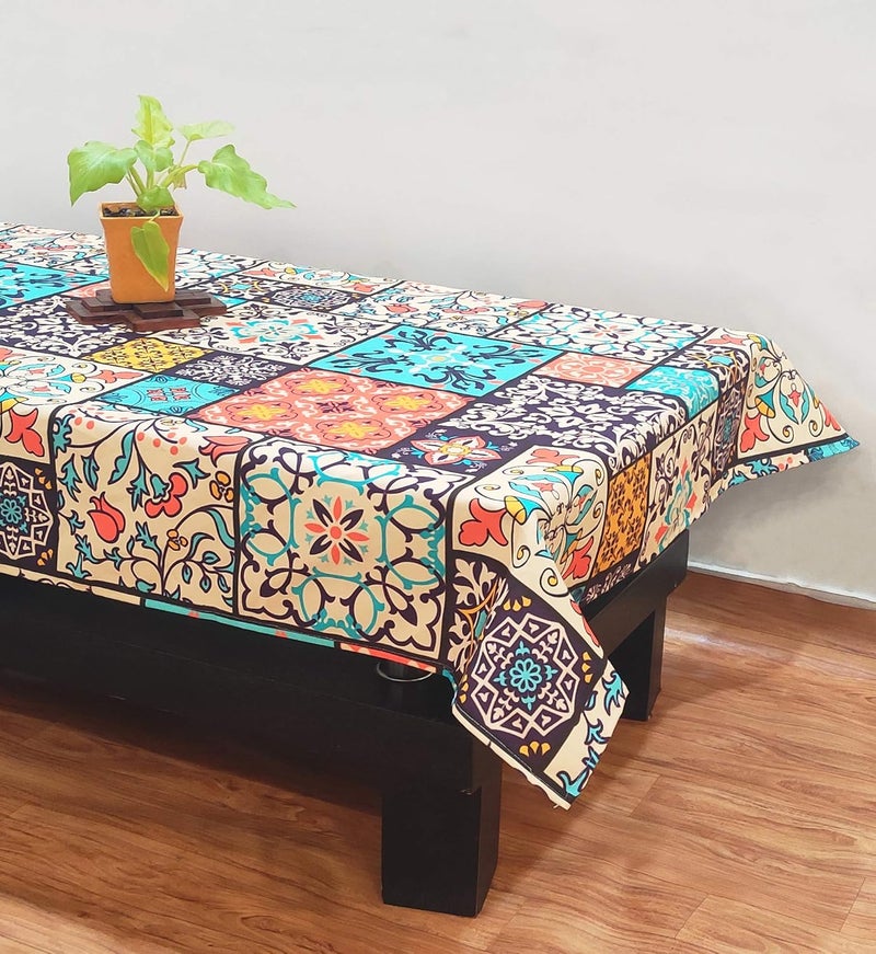 STITCHNEST Ethnic Circus Digitally Printed 4 Seater Table Cover 40 x 60 Inches