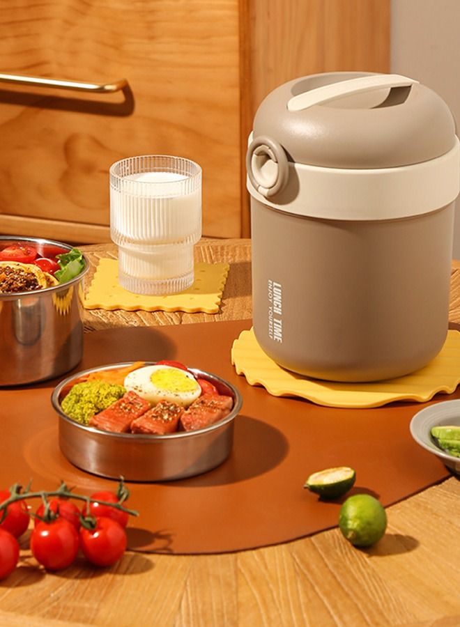 HOMESTAR 304 Stainless Steel Double Layer Thermal Lunch Box 1600ML Food Storage Container Portable Soup Box for Worker Student Coffee - Image 1