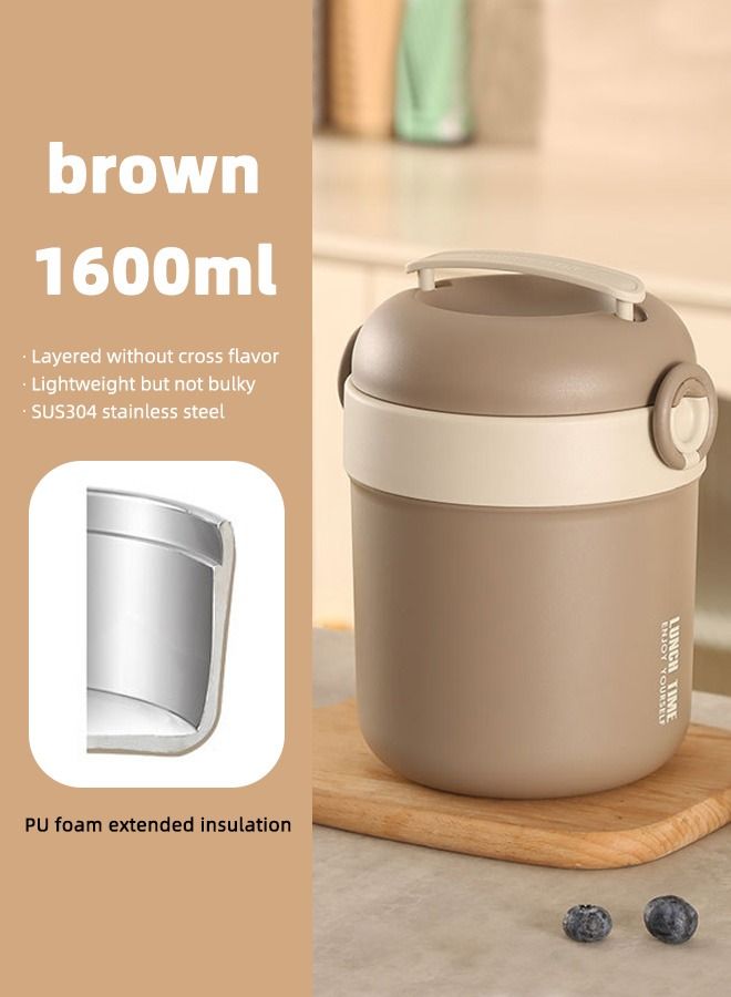 HOMESTAR 304 Stainless Steel Double Layer Thermal Lunch Box 1600ML Food Storage Container Portable Soup Box for Worker Student Coffee - Image 3