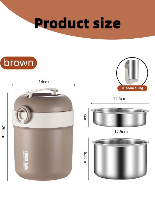 HOMESTAR 304 Stainless Steel Double Layer Thermal Lunch Box 1600ML Food Storage Container Portable Soup Box for Worker Student Coffee - Image 4