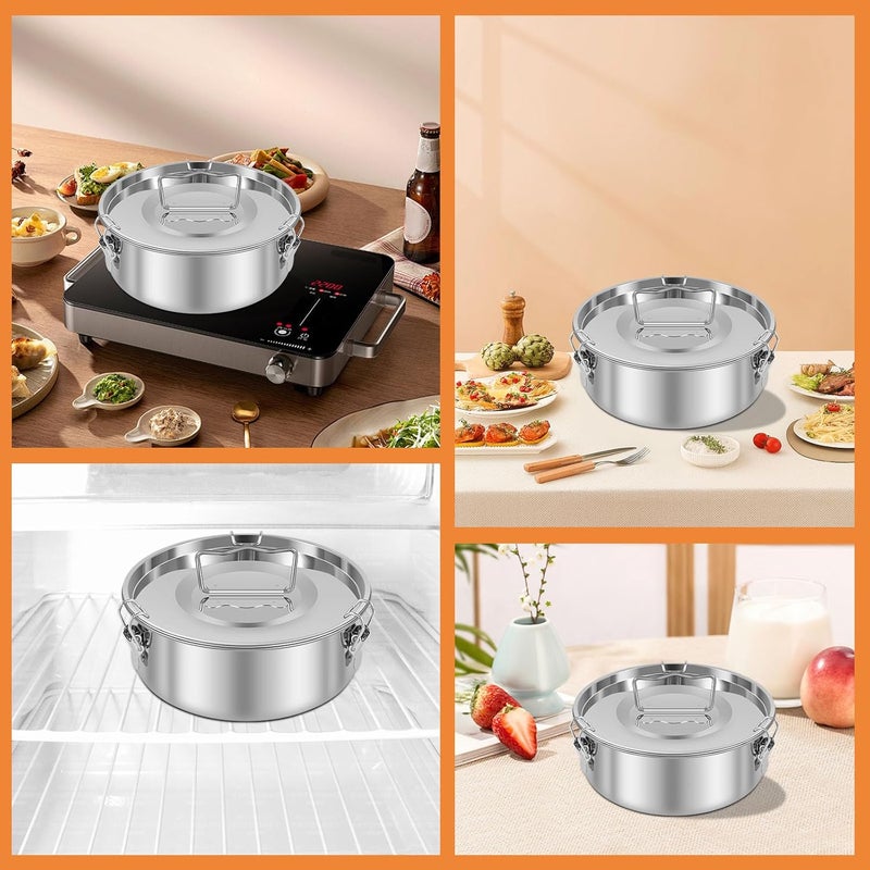 windforgecraft Stainless Steel Flan Mold with Lid and Handle Flan Pan Round Flan Plate Cake Baking Flan Maker Cake Pan 1.5QT Capacity Baking Flan Maker with Spatula for Cheese Cake Chocolate Cupcake Pudding - Image 4