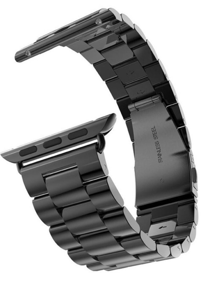 ELTRAZONE Stainless Steel Watch Band Chain Strap – Black, Compatible with 42/44/45/49 mm Watches - Image 1