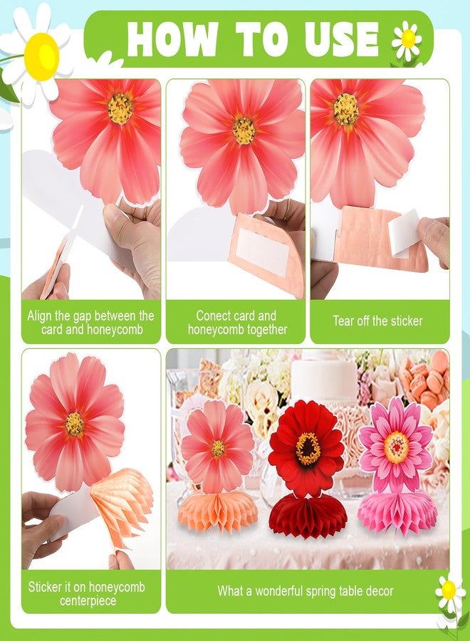 Hedeey 9 Pieces Spring Flower Centerpieces for Tables, Honeycomb Spring Birthday Party Decorations, Baby Shower Centerpieces for Girls, Spring Decorations for Office, Mothers Day Decorations (Flower) - Image 2