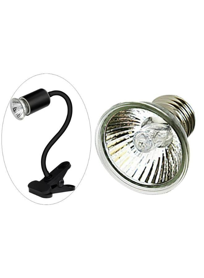 Generic Reptile Ceramic Heat Lamp Holder with UVA UVB 50W Bulb Light  - Image 1