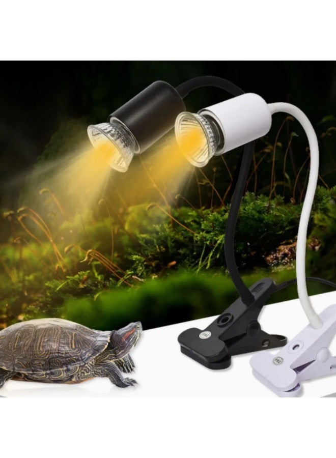 مصباح حراري للزواحف، حامل إضاءة طويل مع مشبك - بدون لمبة - (أسود / أبيض) - Image 1