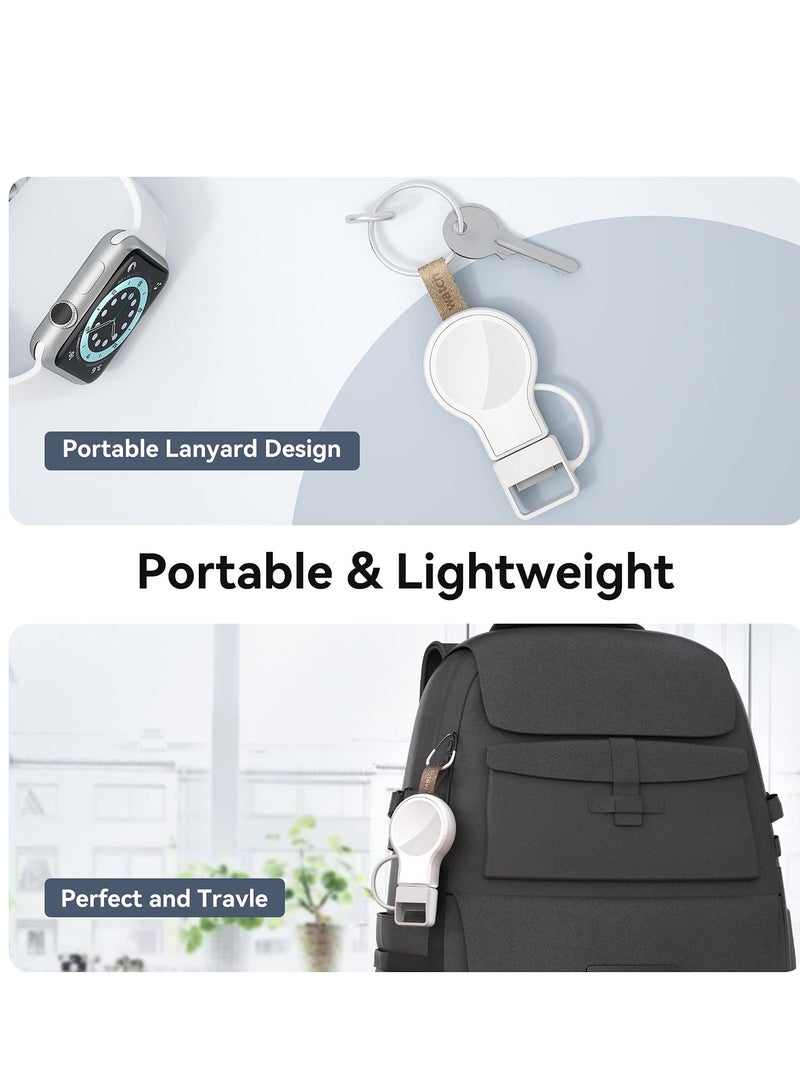 Portable Magnetic Fast Charging USB Wireless Charger for Apple Watch Series 7/6/5/4/3/2/1/SE - Travel-Friendly Design (White) - Image 4