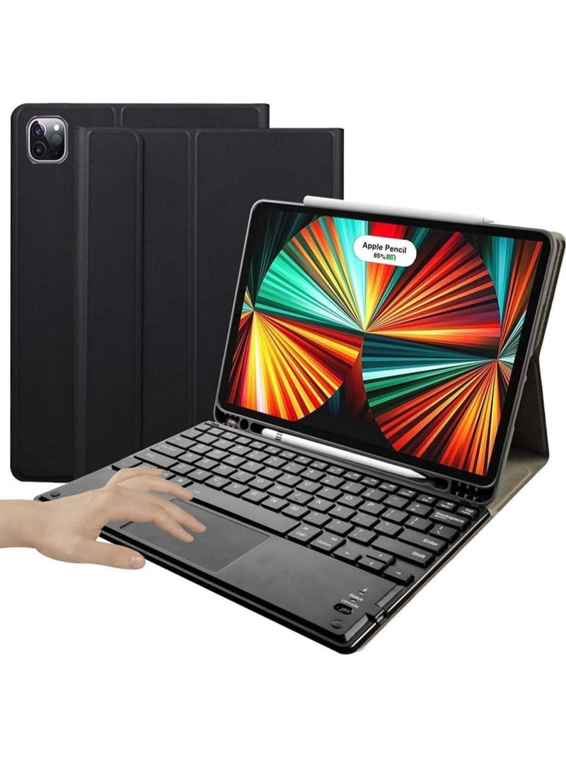 iPad Keyboard Case for iPad Pro 11 2018/2020/2021 iPad Cover with Keyboard Built-in Touchpad & Pencil Holder (for iPad 11", Black)