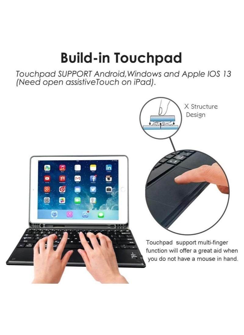 iPad Keyboard Case for iPad Pro 11 2018/2020/2021 iPad Cover with Keyboard Built-in Touchpad & Pencil Holder (for iPad 11", Black)