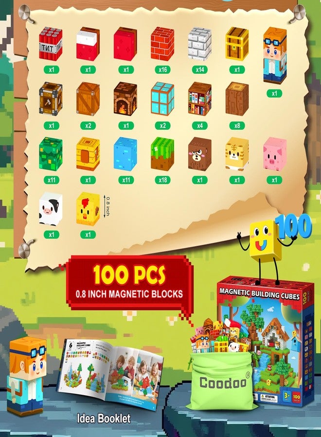 Coodoo كتل مغناطيسية، بلاط مغناطيسي لبناء الكتل، ألعاب STEM مونتيسوري للأطفال الصغار، للأولاد والبنات من عمر 3 سنوات فما فوق، ألعاب تعليمية للبناء في الهواء الطلق، هدايا حسية تعليمية لا بد منها في الفصل الدراسي (0.8 بوصة) - Image 3