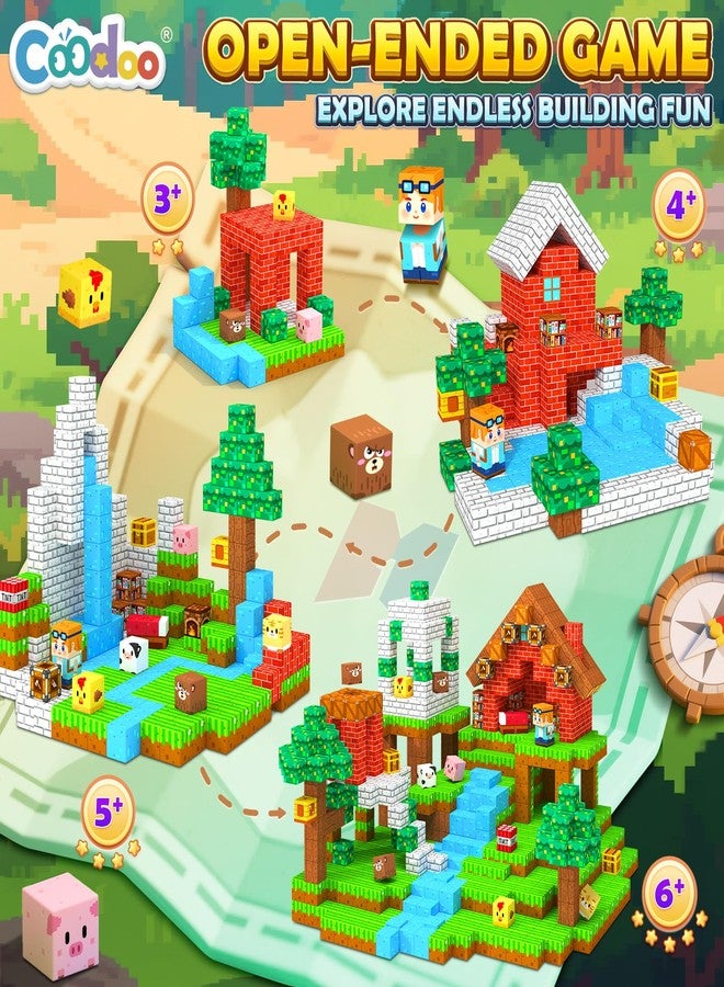 Coodoo كتل مغناطيسية، بلاط مغناطيسي لبناء الكتل، ألعاب STEM مونتيسوري للأطفال الصغار، للأولاد والبنات من عمر 3 سنوات فما فوق، ألعاب تعليمية للبناء في الهواء الطلق، هدايا حسية تعليمية لا بد منها في الفصل الدراسي (0.8 بوصة) - Image 2