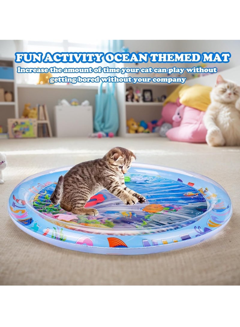 Pet Water Sensory Play Mat for Cats, 65 x 65cm, Floating Toy (Ocean Themed) - Image 3