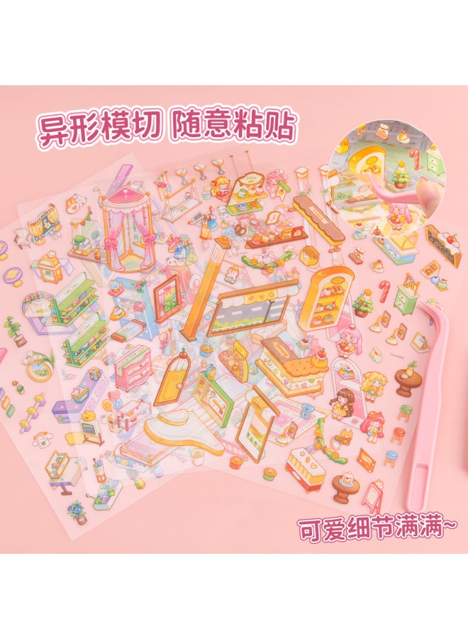HELPS Cartoon Landscaping Stickers Cute 3d Miniature Cabin Handmade Diy Decompression Landscaping Hand Account Sticker Painting - Image 4
