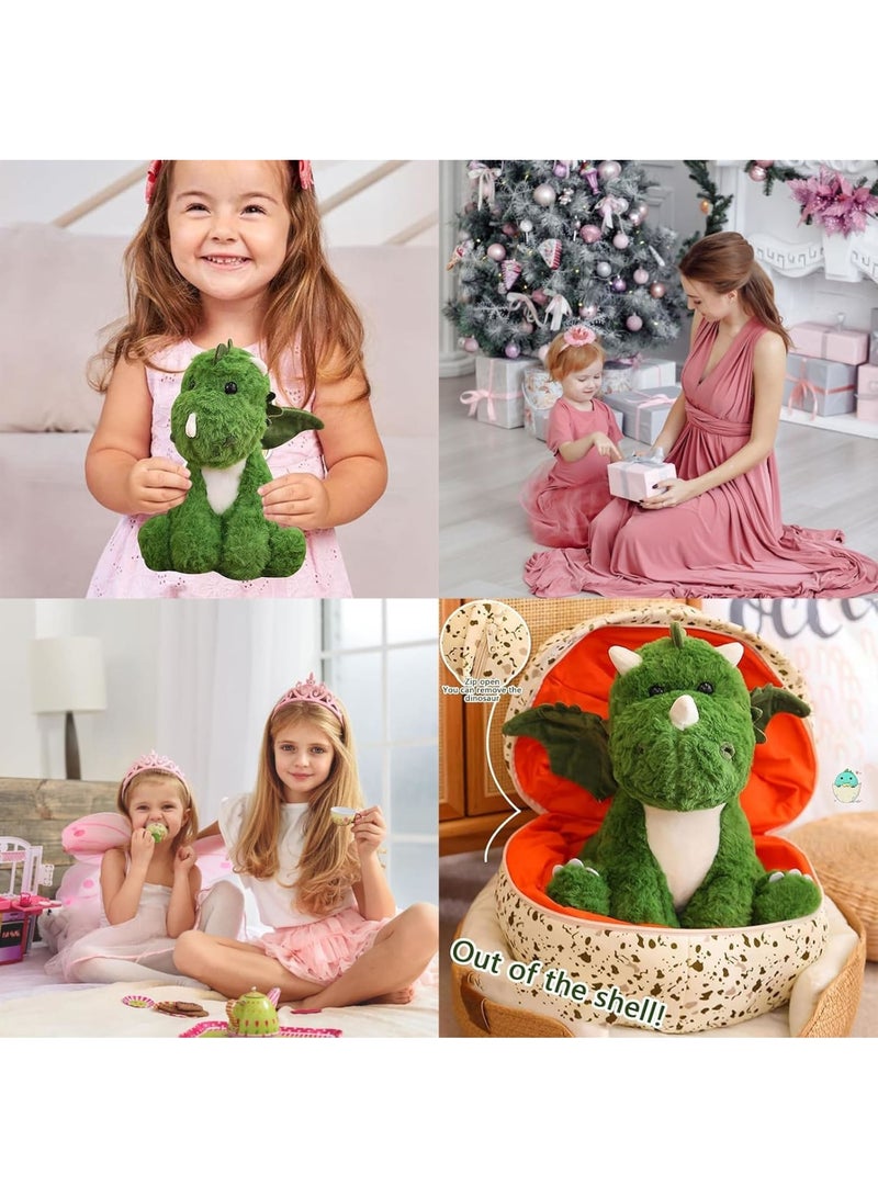 KASTWAVE Plush Doll, Cartoon Dinosaur Plush Doll, Dinosaur Plush Toys, Cute Stuffed Animal Toy, Animal Plush Toy, Non Fading, Dinosaur Hatching Egg Plush Doll Dino Plush (Green) - Image 4