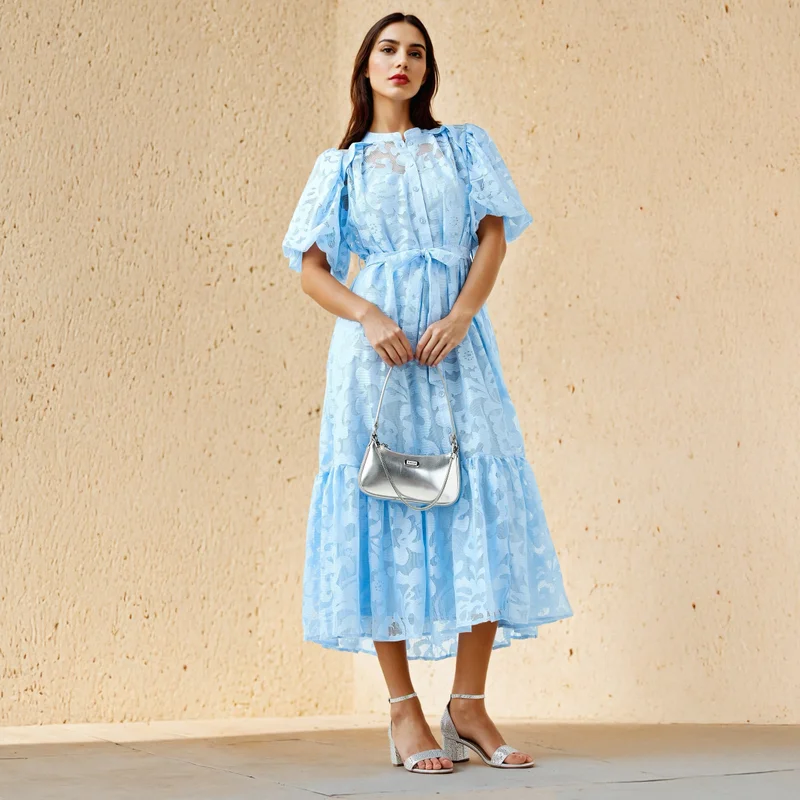 2Xtremz 2Xtremz Lace Shirt Dress with Tie-Up Belt