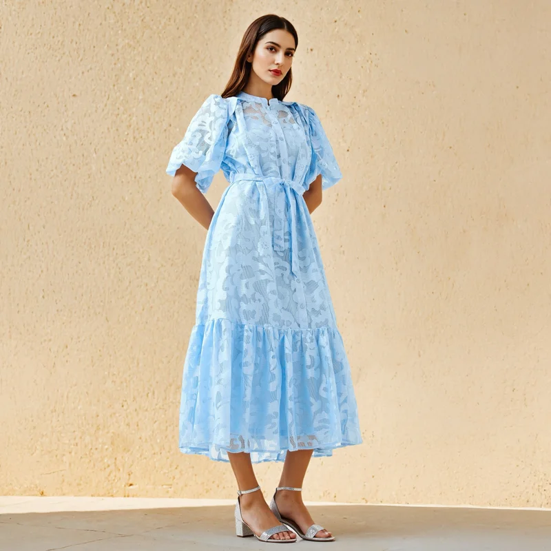 2Xtremz 2Xtremz Lace Shirt Dress with Tie-Up Belt