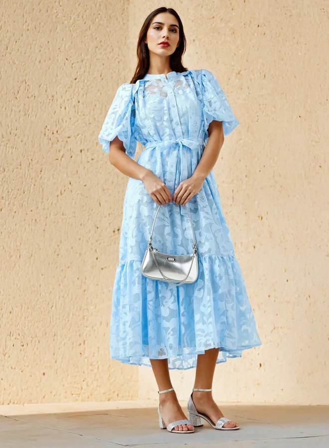 2Xtremz 2Xtremz Lace Shirt Dress with Tie-Up Belt