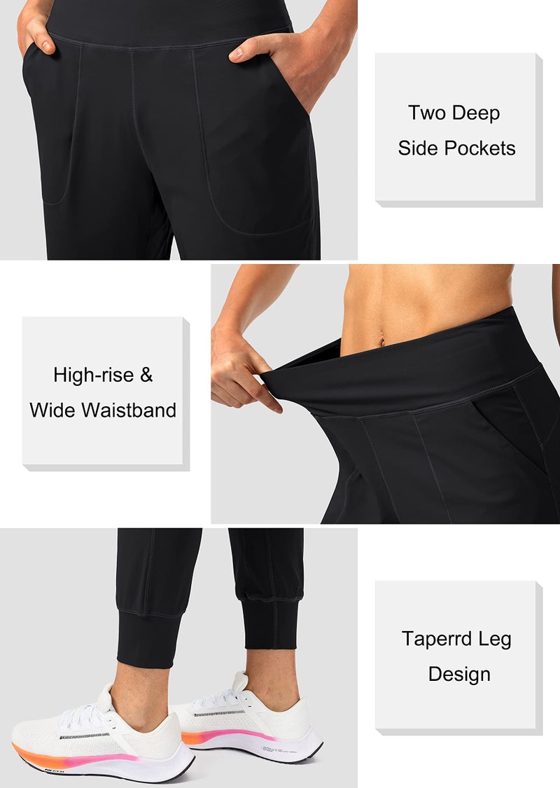Soothfeel Women's Joggers with Zipper Pockets High Waisted Athletic Workout Yoga Pants Joggers for Women Petite (Black, S) - Image 5