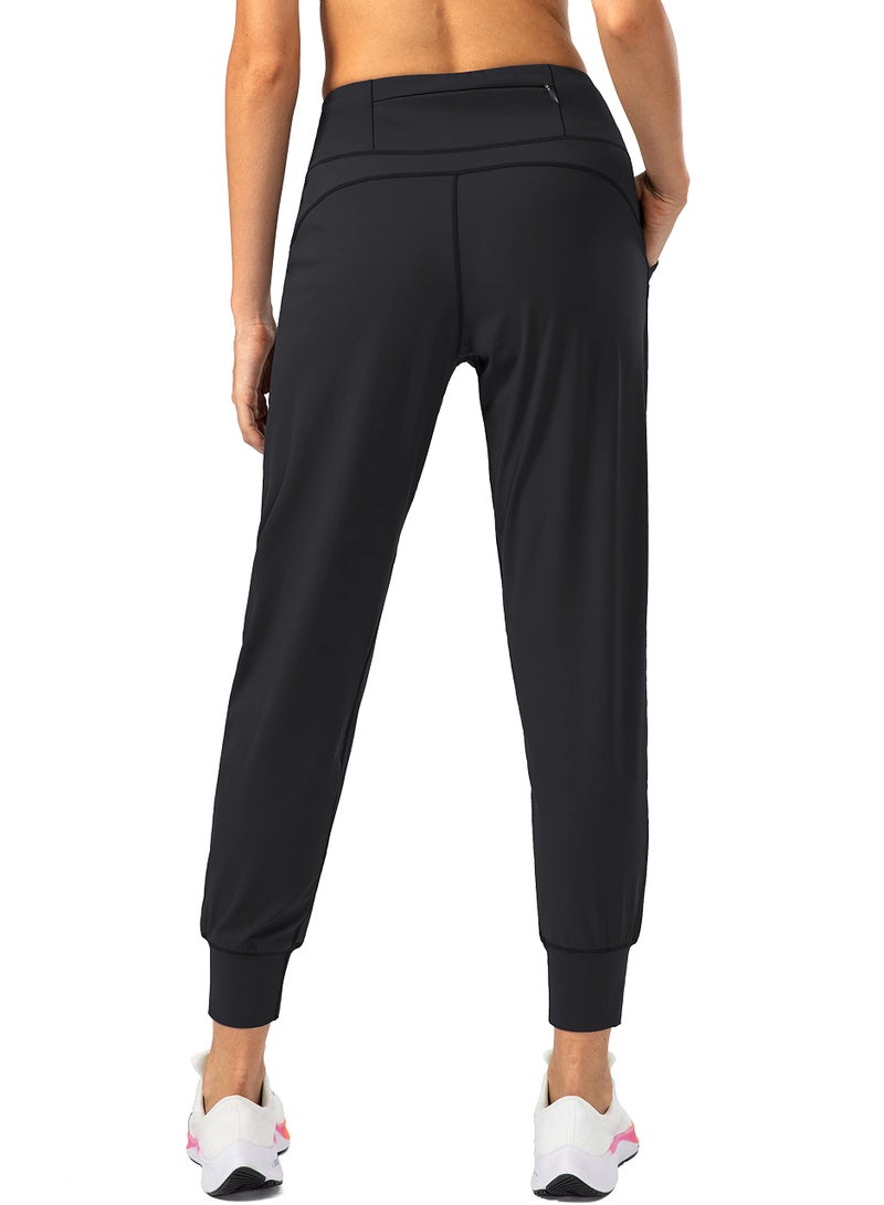 Soothfeel Women's Joggers with Zipper Pockets High Waisted Athletic Workout Yoga Pants Joggers for Women Petite (Black, S) - Image 2