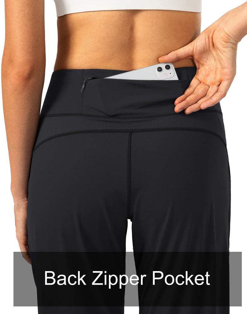 Soothfeel Women's Joggers with Zipper Pockets High Waisted Athletic Workout Yoga Pants Joggers for Women Petite (Black, S) - Image 4