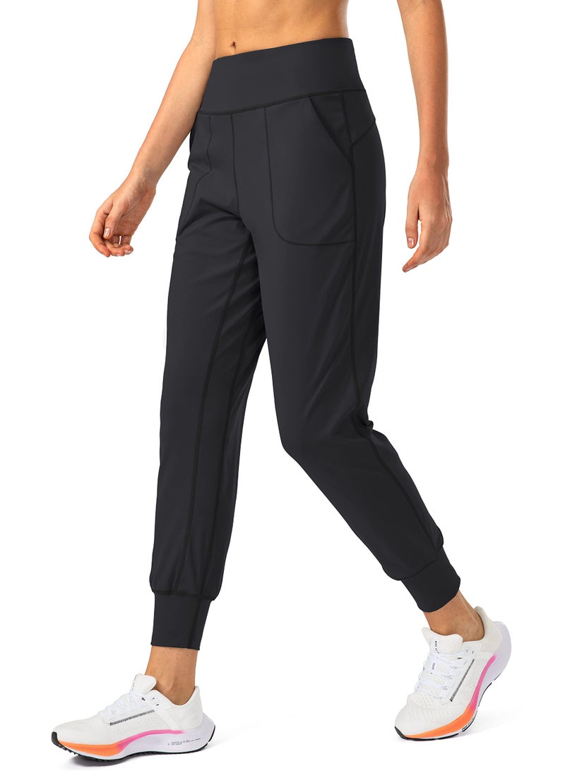 Soothfeel Women's Joggers with Zipper Pockets High Waisted Athletic Workout Yoga Pants Joggers for Women Petite (Black, S) - Image 1
