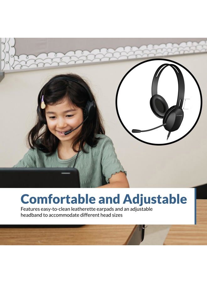 Cyber Acoustics 3.5mm Stereo Headset with Headphones and Noise Cancelling Microphone for PCs, Tablets, and Cell Phones in The Office, Classroom or Home (AC-4000) - Image 2