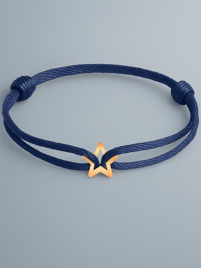 MINUTIAE Rose Gold Plated Star Sign Charm Adjustable Navy Blue Cord Bracelet with Gold Star Charm | Unisex Handmade Fashion Wristband | Friendship Bracelet for Men & Women - Image 5