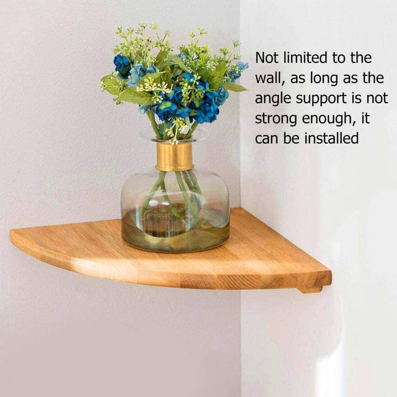 Runam Woods Luxury Solid Teak Wood Corner Wall Shelf for Kitche Office Bedroom Bathroom Home Decore Shelf 20cm - Image 4