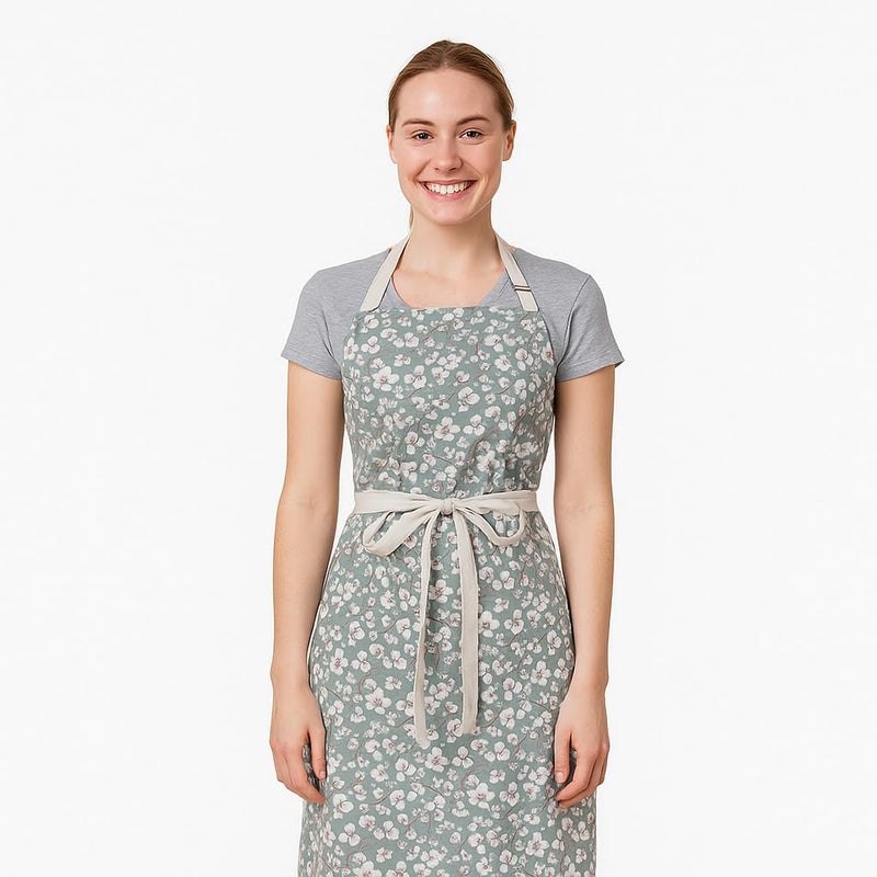 Aoomzoon Kitchen Aprons for Women with 2 Pockets,Double Sided Vintage Adjustable Apron for Gardening Cooking Arting Painting (Pink/Green) - Image 4