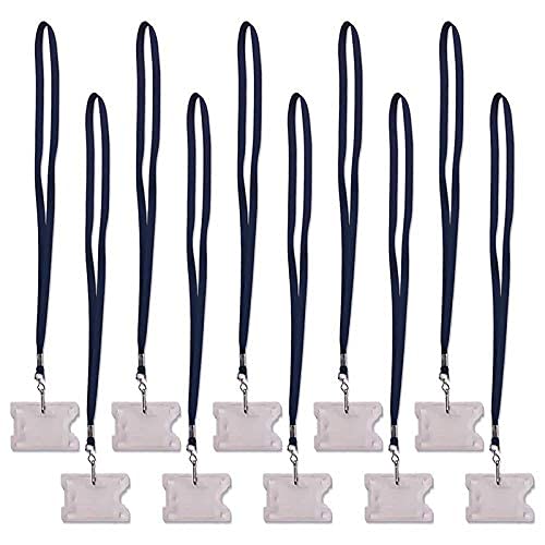 NSSP Transparent I.D. Card Holder Badge with Lanyard (Pack of 5, Black) - Image 1
