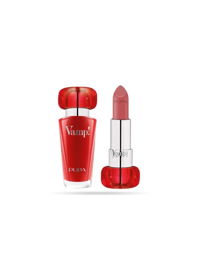PUPA Milano Vamp! Extreme Colour Lipstick With Plumping Treatment - For Fuller, Defined Lips - Adds Incredible, Deep Color To Lips - Soft Texture Adheres Perfectly - 104 Ancient Rose - 0.123 Oz - Image 1