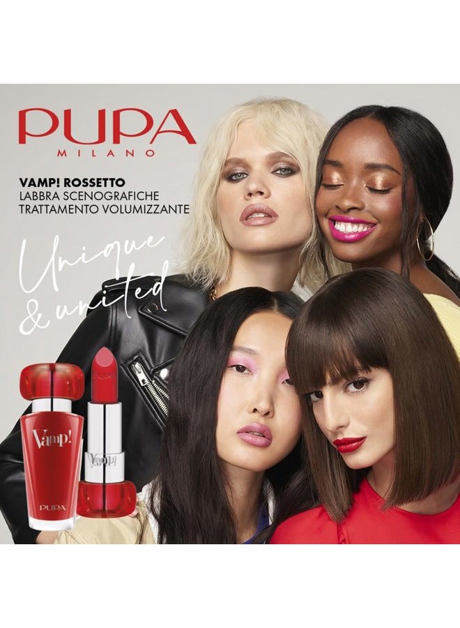 PUPA Milano Vamp! Extreme Colour Lipstick With Plumping Treatment - For Fuller, Defined Lips - Adds Incredible, Deep Color To Lips - Soft Texture Adheres Perfectly - 104 Ancient Rose - 0.123 Oz - Image 4
