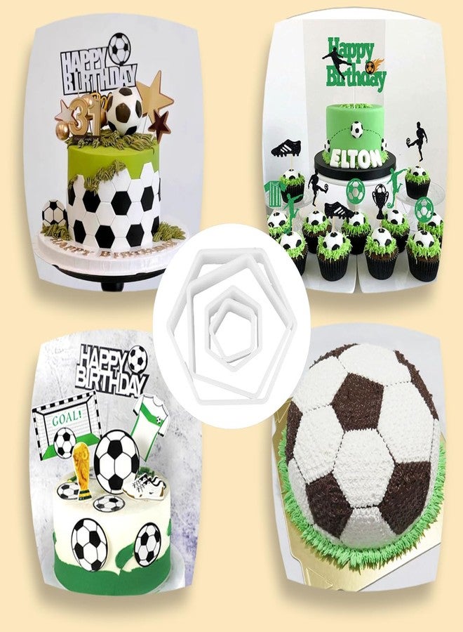 PKEAFC 8 Pcs Soccer Ball Hexagon Cookie Cutter - 4 Sizes Soccer Cookie CutterPattern Cake Topper Soccer Cookie Cutter Set for Baking Cake Decorations - Image 5