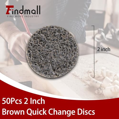 findmall 50Pcs 2 Inch Brown Quick Change Surface Prep Conditioning Discs, Coarse Grit for Cleaning, Finishing and Deburring on All Metals - Image 5