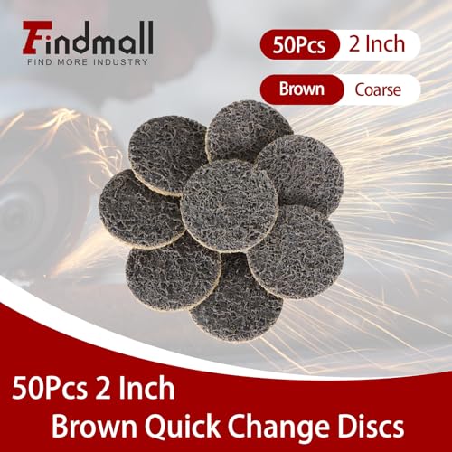 findmall 50Pcs 2 Inch Brown Quick Change Surface Prep Conditioning Discs, Coarse Grit for Cleaning, Finishing and Deburring on All Metals - Image 2