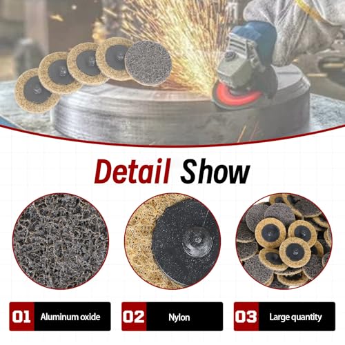 findmall 50Pcs 2 Inch Brown Quick Change Surface Prep Conditioning Discs, Coarse Grit for Cleaning, Finishing and Deburring on All Metals - Image 4