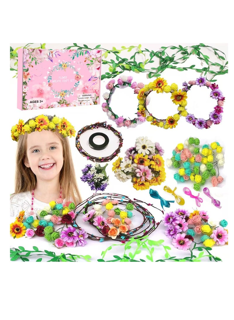 Flower Crowns DIY Craft Kit with 172 Pieces Parts, Make Your Own Flower Crown Wreath Headbands And Bracelets Craft Kit Hair Accessories, Handmade DIY Floral Crown Garland Kit Nice Presents For Girls/Teens/Women - Image 1